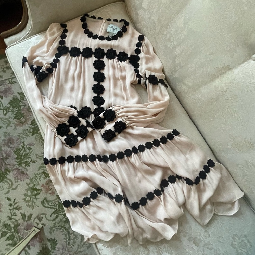 Kate Spade Silk Dress with Black Flowers